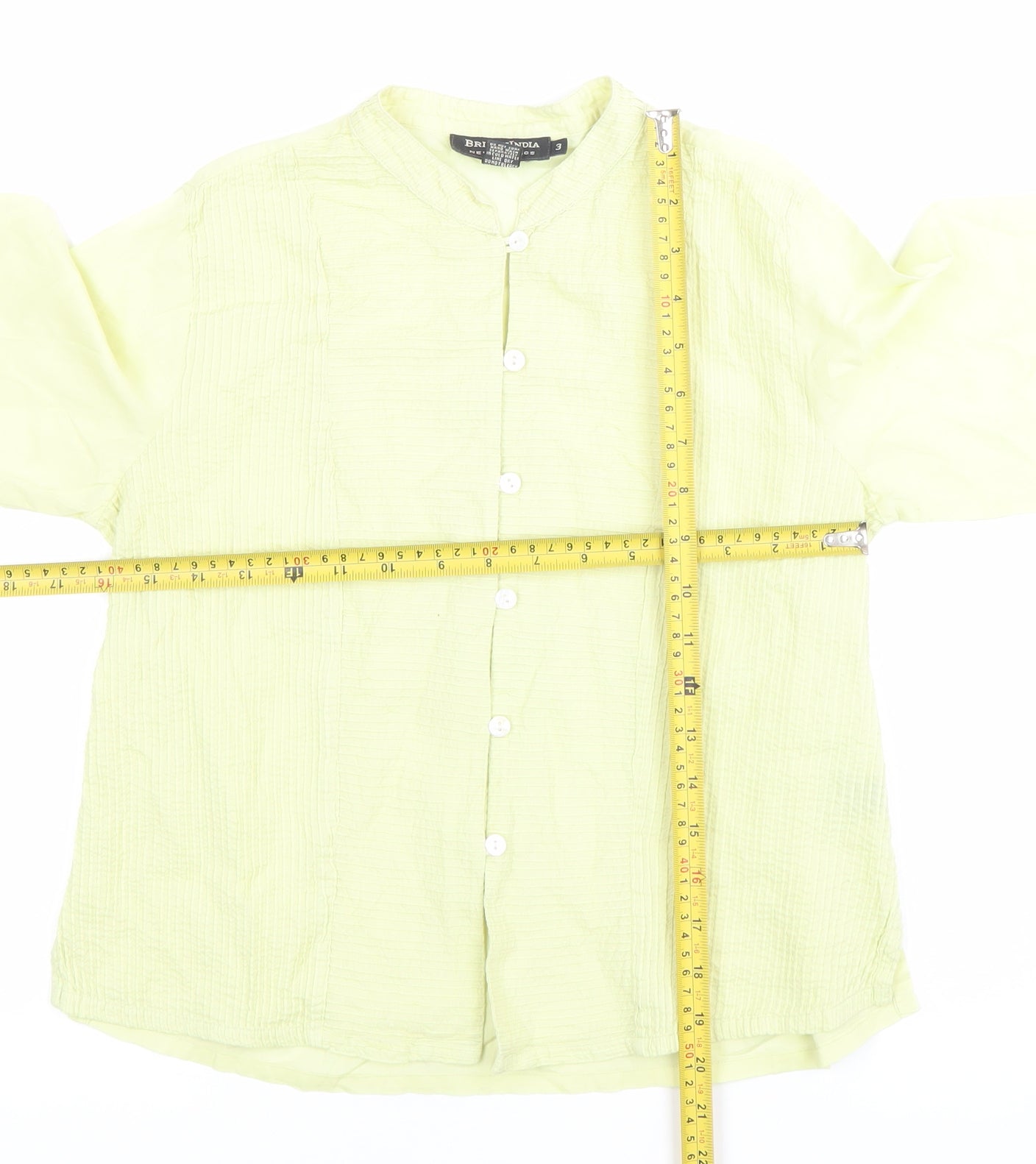 British India Womens Yellow Cotton Button-Up Shirt Size 12