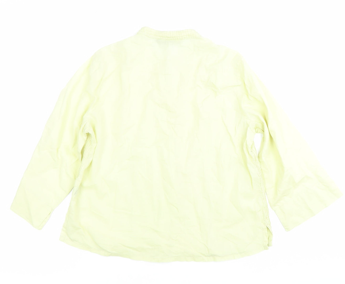 British India Womens Yellow Cotton Button-Up Shirt Size 12