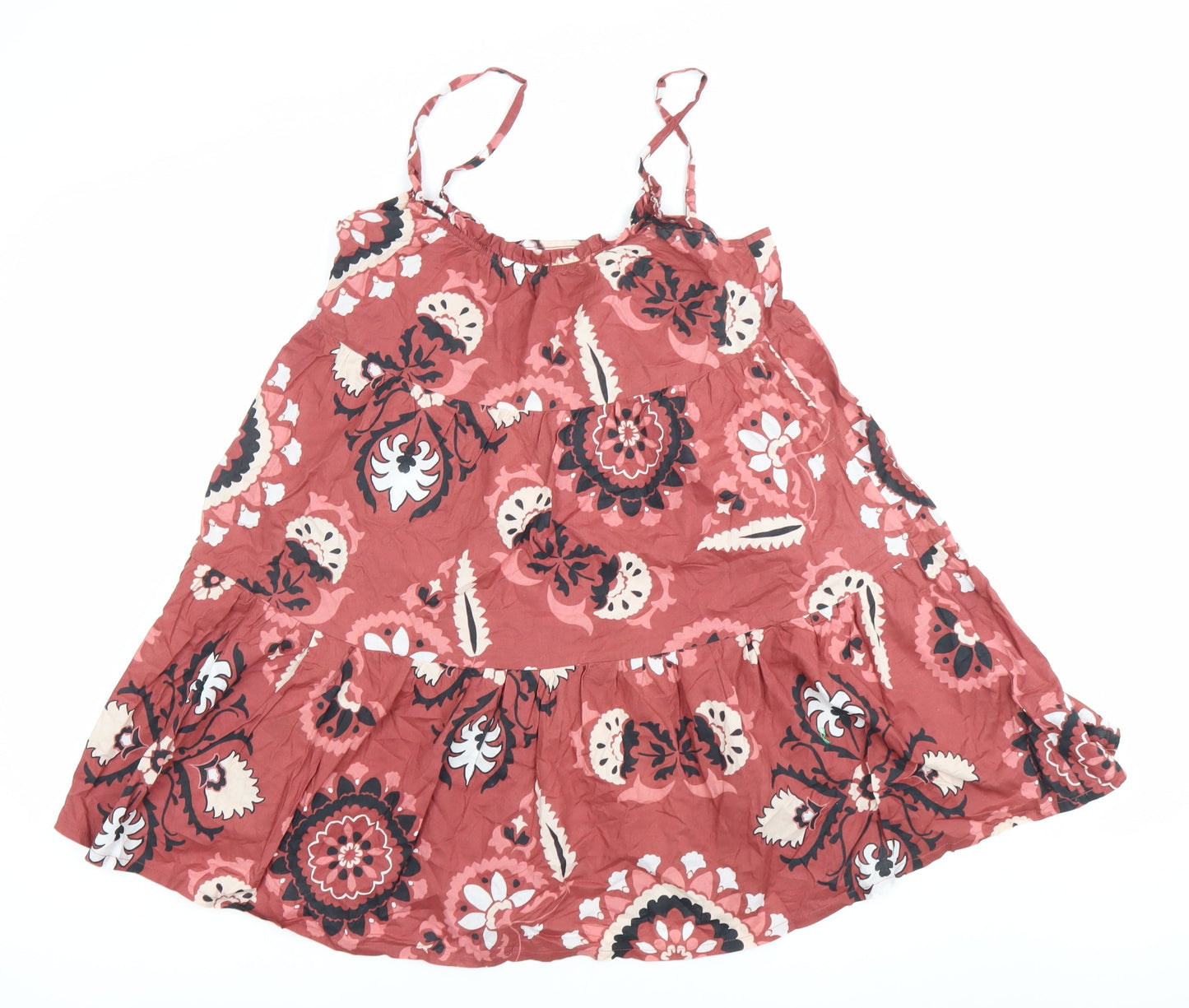 Next Womens Multicoloured Floral Swing Dress Size 12 Petite Cotton