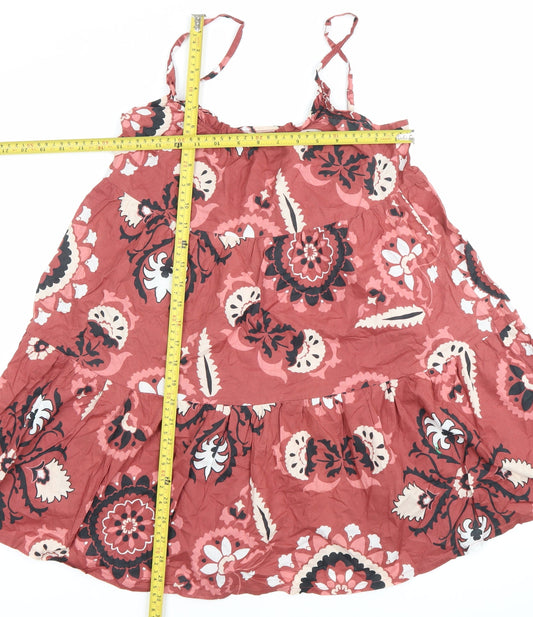 Next Womens Multicoloured Floral Swing Dress Size 12 Petite Cotton