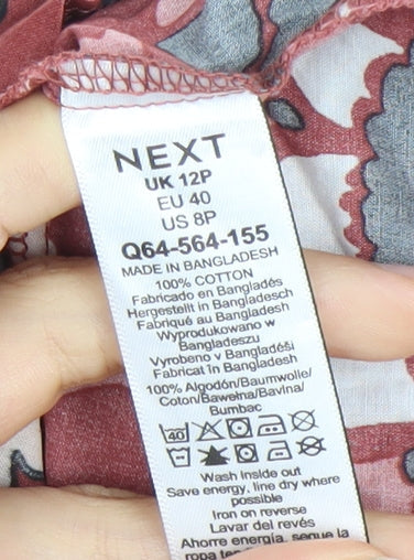 Next Womens Multicoloured Floral Swing Dress Size 12 Petite Cotton