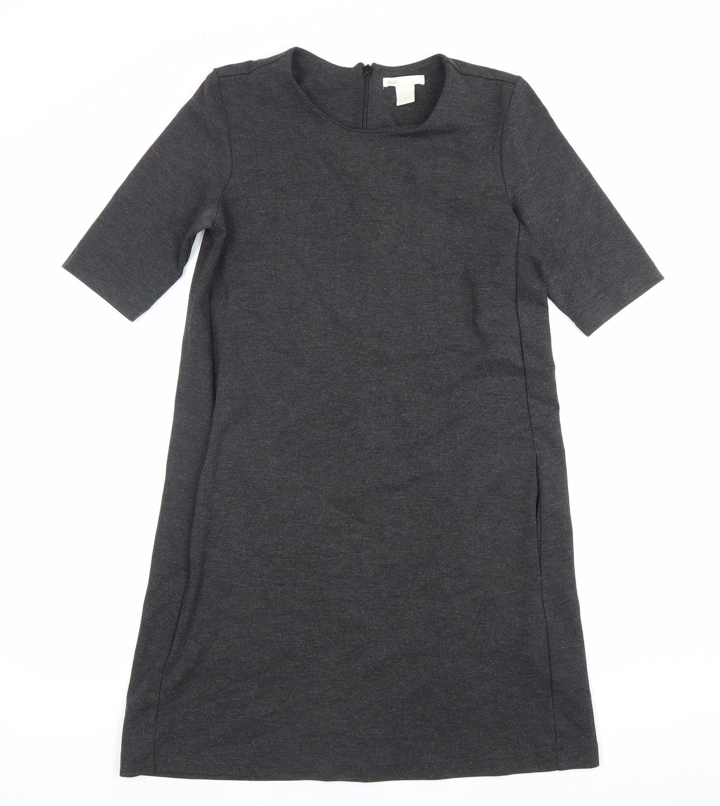 H&M Women’s Grey Shift Dress XS Half Sleeve Knee Length Workwear