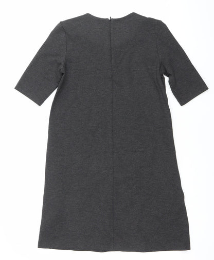 H&M Women’s Grey Shift Dress XS Half Sleeve Knee Length Workwear