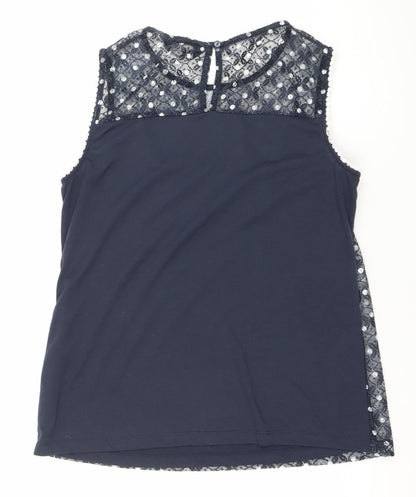 Womens UK Size 14 Dorothy Perkins Blue Tunic Blouse