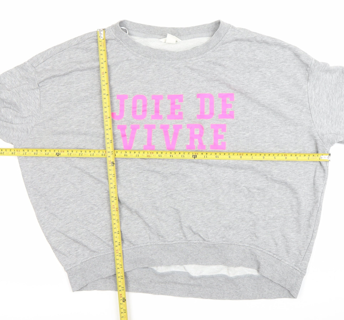 Basic Women’s Grey Sweatshirt Size 12 Pullover Crew Neck Graphic Print