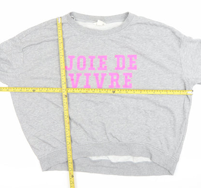 Basic Women’s Grey Sweatshirt Size 12 Pullover Crew Neck Graphic Print