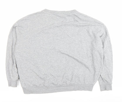Basic Women’s Grey Sweatshirt Size 12 Pullover Crew Neck Graphic Print