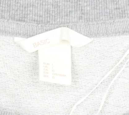 Basic Women’s Grey Sweatshirt Size 12 Pullover Crew Neck Graphic Print