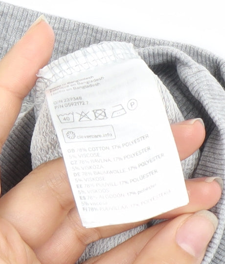 Basic Women’s Grey Sweatshirt Size 12 Pullover Crew Neck Graphic Print