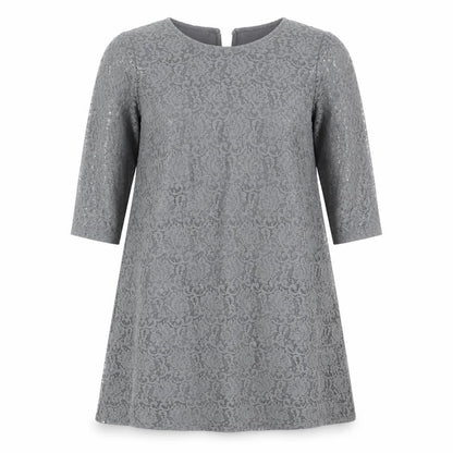 Simply Be Women Grey Lace Sheath Dress Size 14 Knee Length 3/4 Sleeve