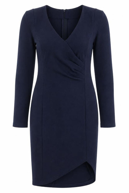 AX Paris Women’s Blue Size 10 Bodycon V-Neck Long Sleeve Dress