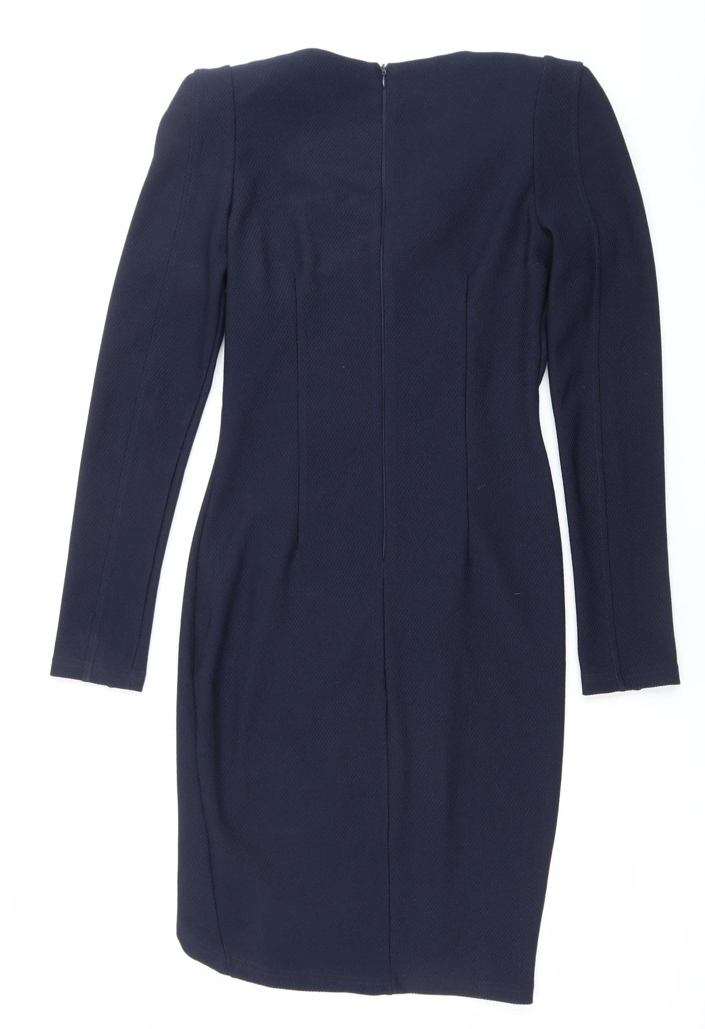 AX Paris Women’s Blue Size 10 Bodycon V-Neck Long Sleeve Dress