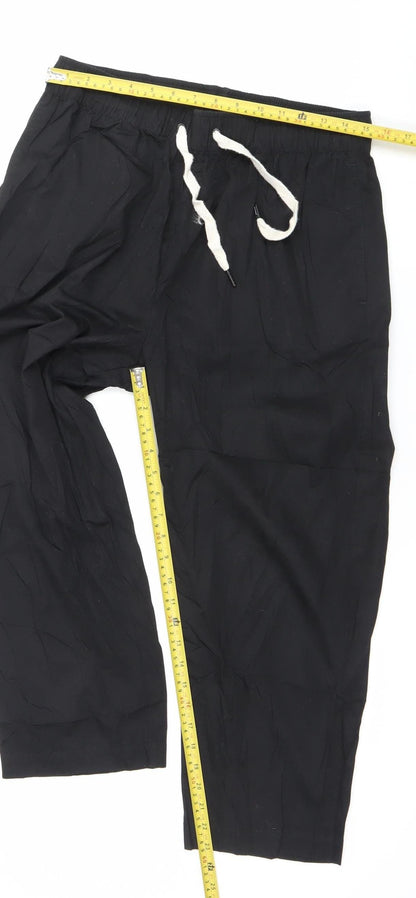 Reclaimed Vintage Men's Black Jogger Trousers L Relaxed Fit Elastic Waist