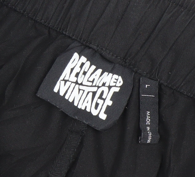 Reclaimed Vintage Men's Black Jogger Trousers L Relaxed Fit Elastic Waist