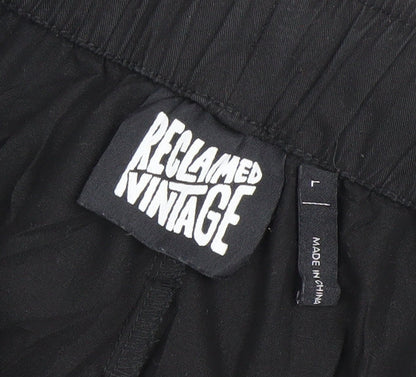 Reclaimed Vintage Men's Black Jogger Trousers L Relaxed Fit Elastic Waist