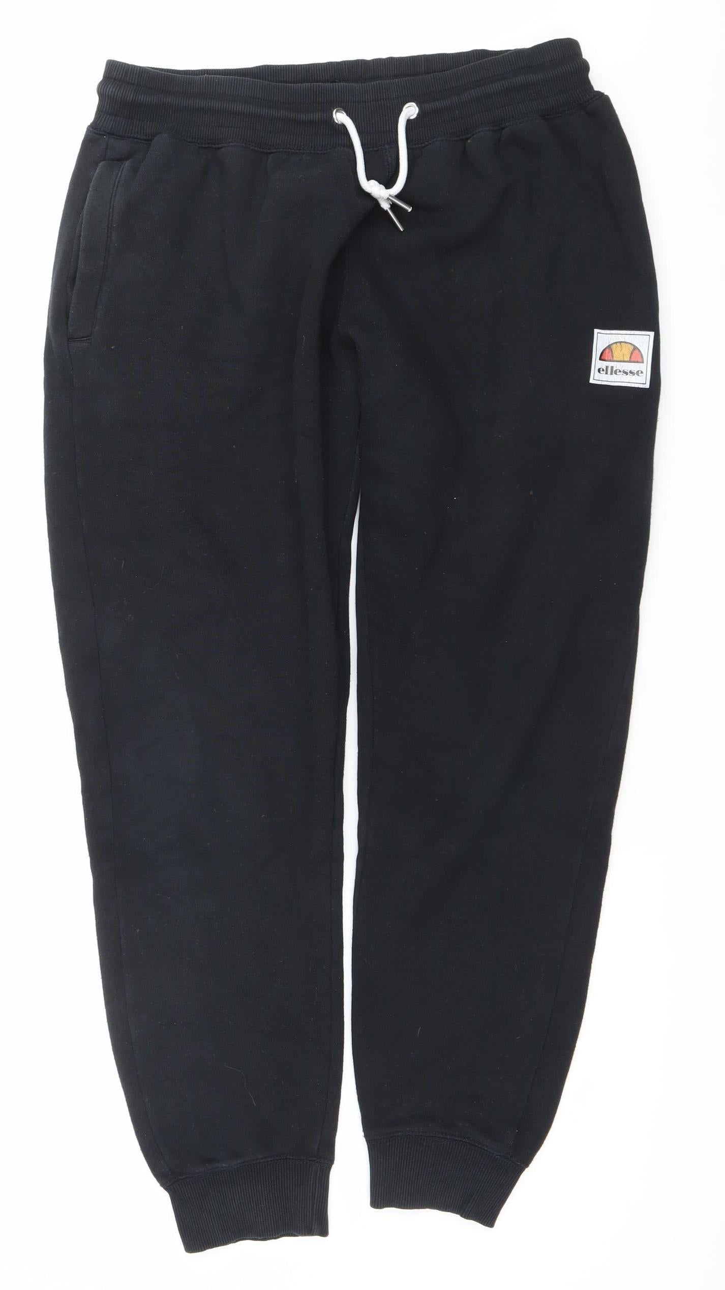 Ellesse Mens Black Jogger Sweatpants Size M Regular Fit Fleece