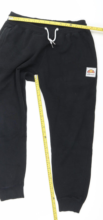 Ellesse Mens Black Jogger Sweatpants Size M Regular Fit Fleece