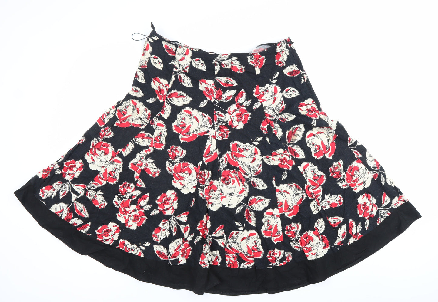 Marks and Spencer Women’s Black Red Floral A-Line Skirt UK 14