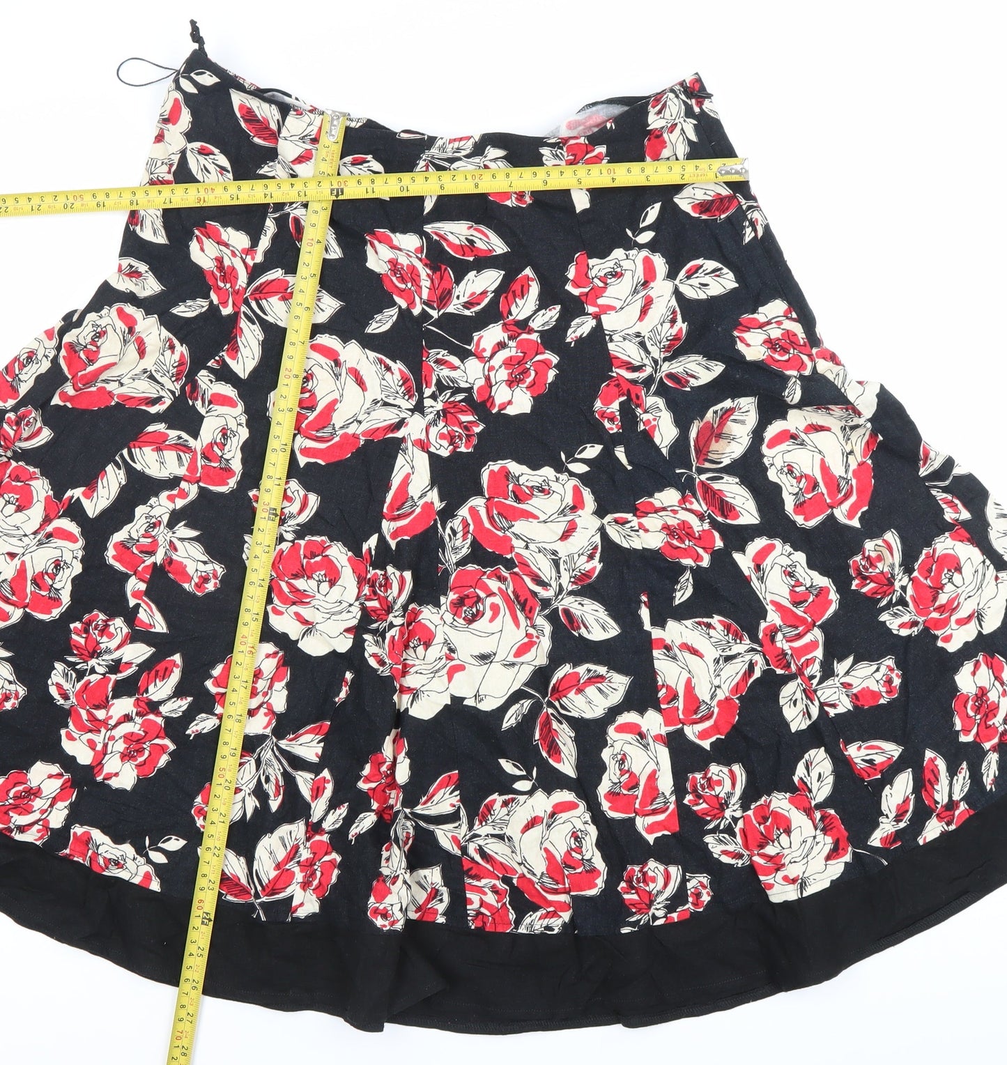 Marks and Spencer Women’s Black Red Floral A-Line Skirt UK 14