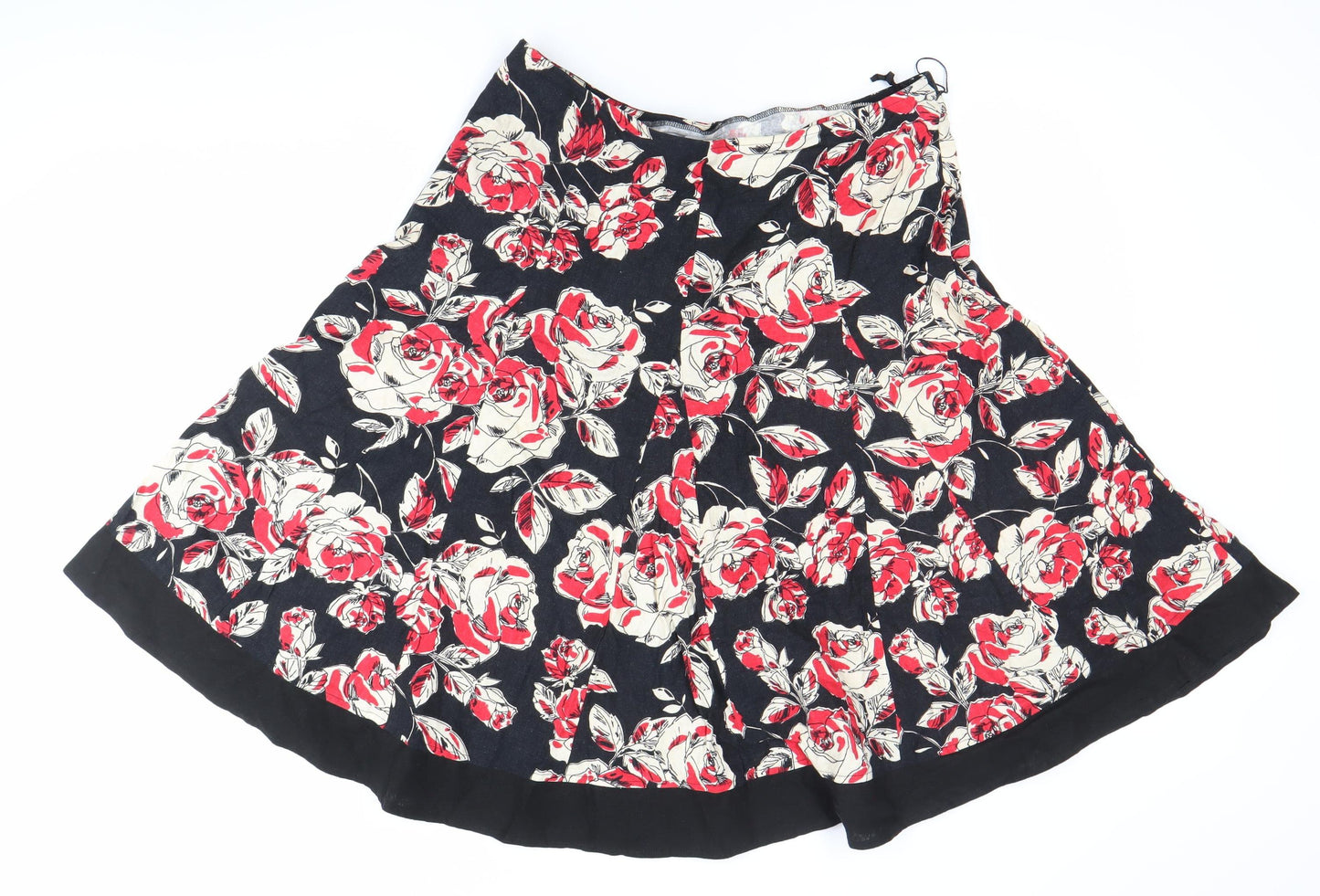 Marks and Spencer Women’s Black Red Floral A-Line Skirt UK 14