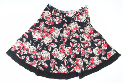 Marks and Spencer Women’s Black Red Floral A-Line Skirt UK 14