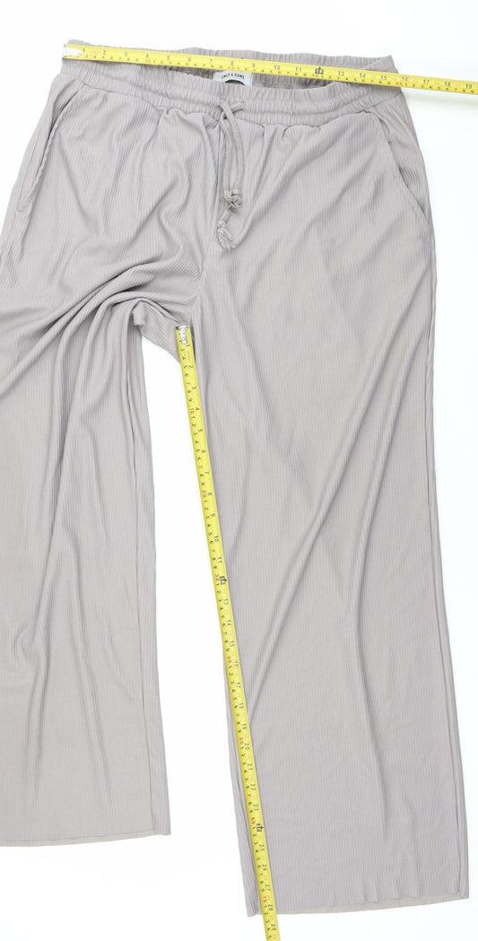 Only & Sons Mens Grey XL Wide-Leg Jersey Casual Trousers