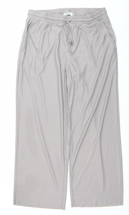 Only & Sons Mens Grey XL Wide-Leg Jersey Casual Trousers