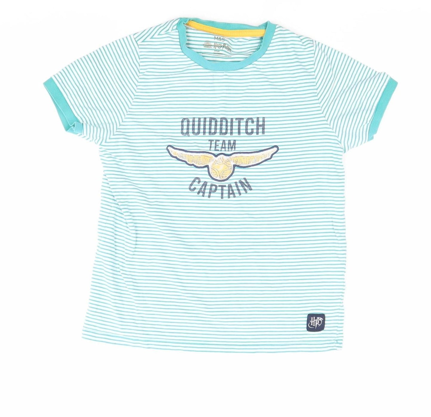 Marks and Spencer Harry Potter Boys Blue Striped T-Shirt 8-9 Years