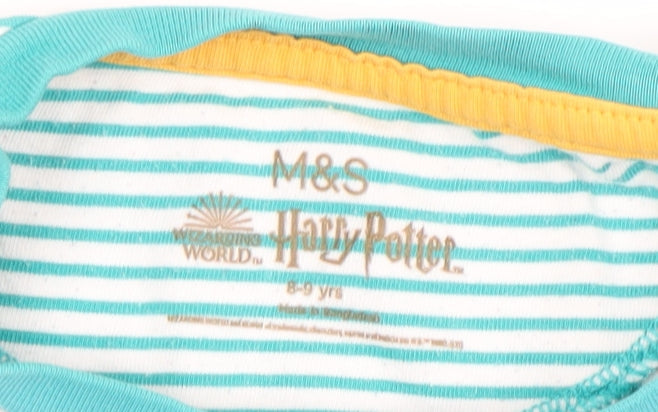 Marks and Spencer Harry Potter Boys Blue Striped T-Shirt 8-9 Years