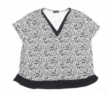 Papaya Womens Black Floral V-Neck Tunic Blouse Size 20