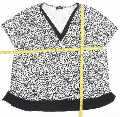 Papaya Womens Black Floral V-Neck Tunic Blouse Size 20