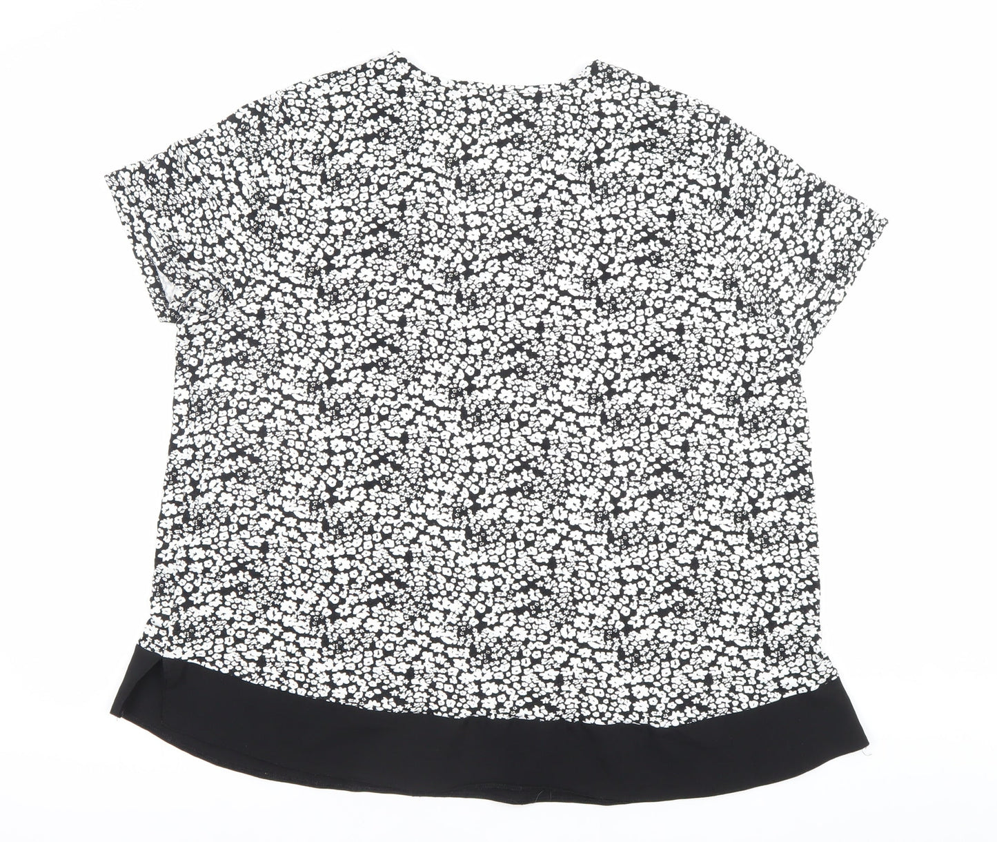 Papaya Womens Black Floral V-Neck Tunic Blouse Size 20