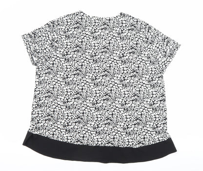 Papaya Womens Black Floral V-Neck Tunic Blouse Size 20