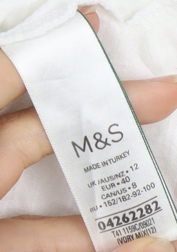 Womens UK Size 12 Marks and Spencer White Basic T-Shirt