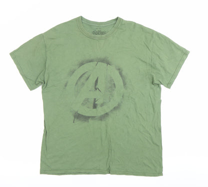 Marvel Avengers Men's Green L Graphic Print Cotton T-Shirt