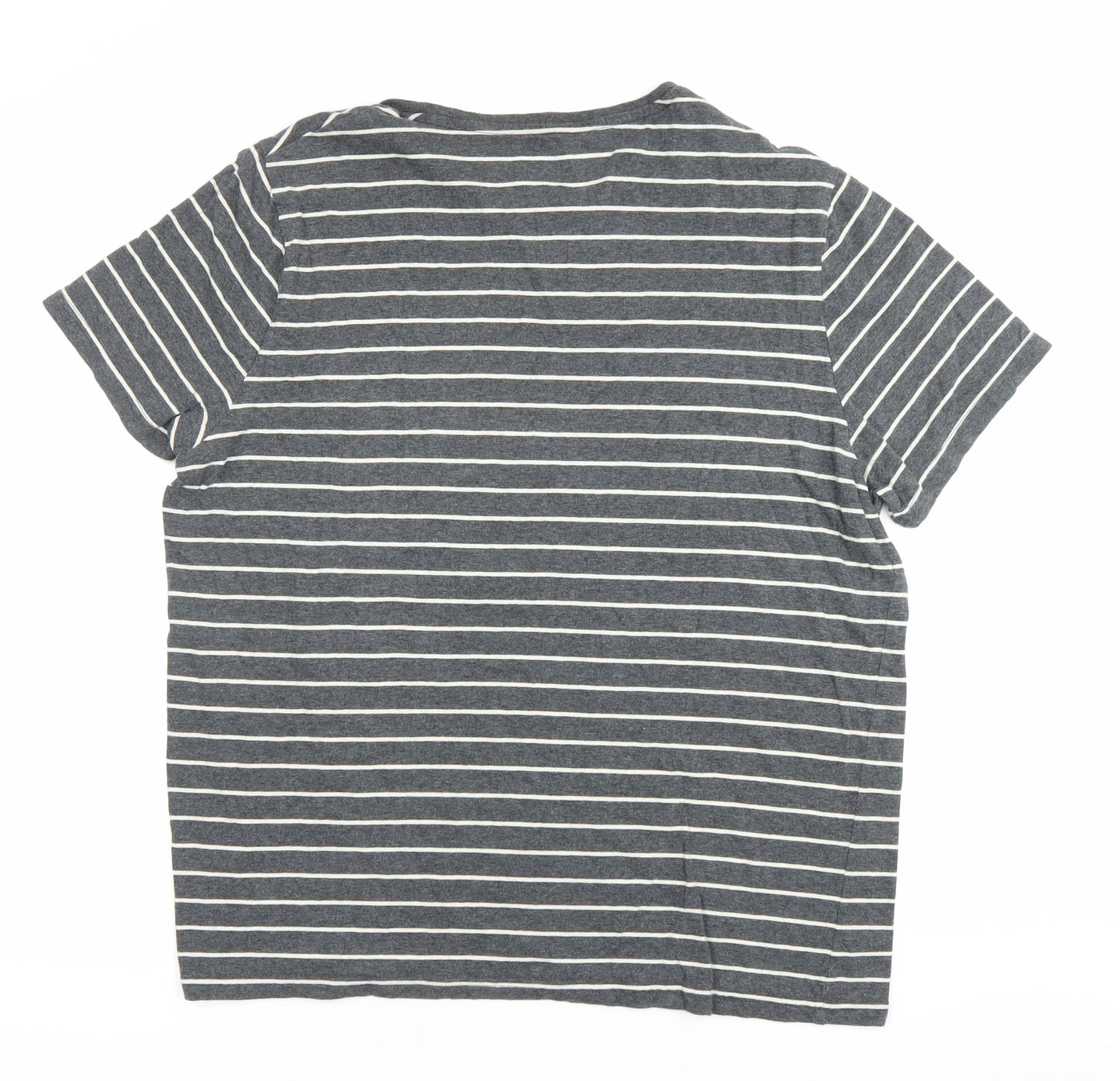 Marks and Spencer Men's Grey Striped 2XL Crew Neck T-Shirt