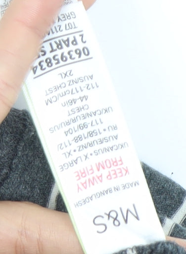 Marks and Spencer Men's Grey Striped 2XL Crew Neck T-Shirt