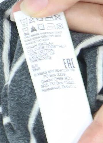 Marks and Spencer Men's Grey Striped 2XL Crew Neck T-Shirt