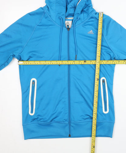 Adidas Womens Blue Full Zip Hoodie Size 10 Activewear Sports Jacket