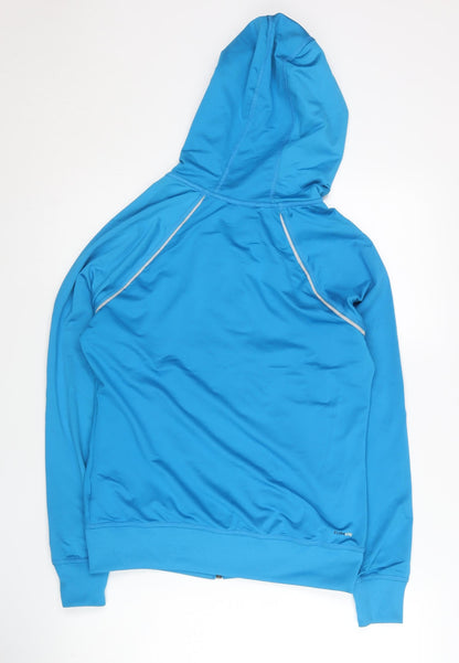 Adidas Womens Blue Full Zip Hoodie Size 10 Activewear Sports Jacket