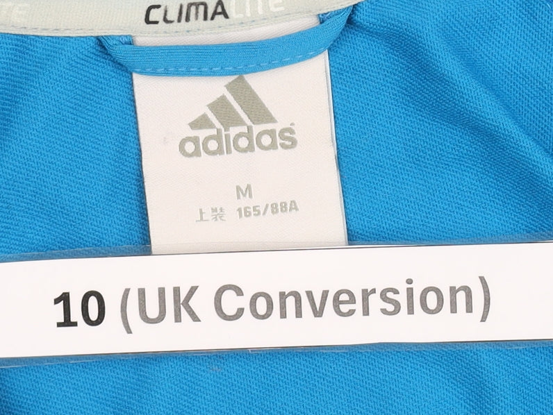 Adidas Womens Blue Full Zip Hoodie Size 10 Activewear Sports Jacket