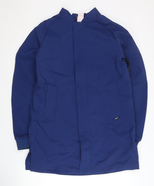 Nike Womens Blue Mid-Length Zip Jacket Size M Sports Casual