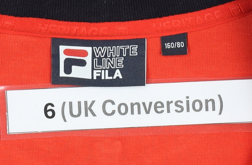 Fila Womens Red Varsity Jacket Size 6 Cotton Blend Retro Zip