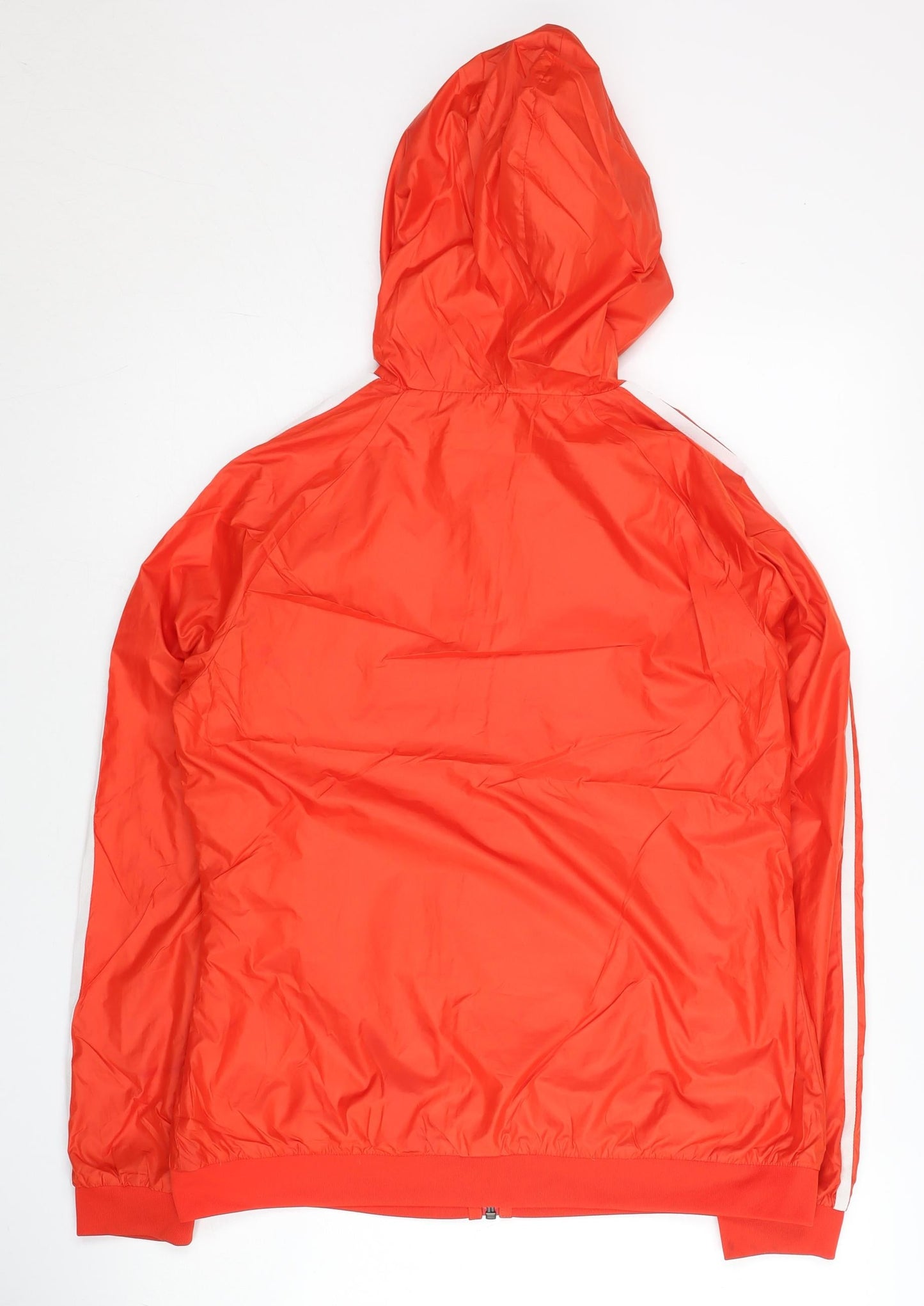 Adidas Womens Red Windbreaker Jacket UK 12 Hooded Full Zip Activewear