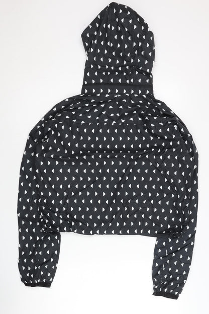 Nike Womens Black XL Windbreaker Jacket Hooded Geometric Lightweight