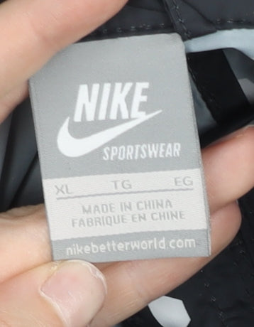 Nike Womens Black XL Windbreaker Jacket Hooded Geometric Lightweight