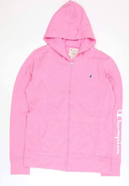 Champion Womens Pink Full Zip Hoodie XL Logo Athletic Sweatshirt