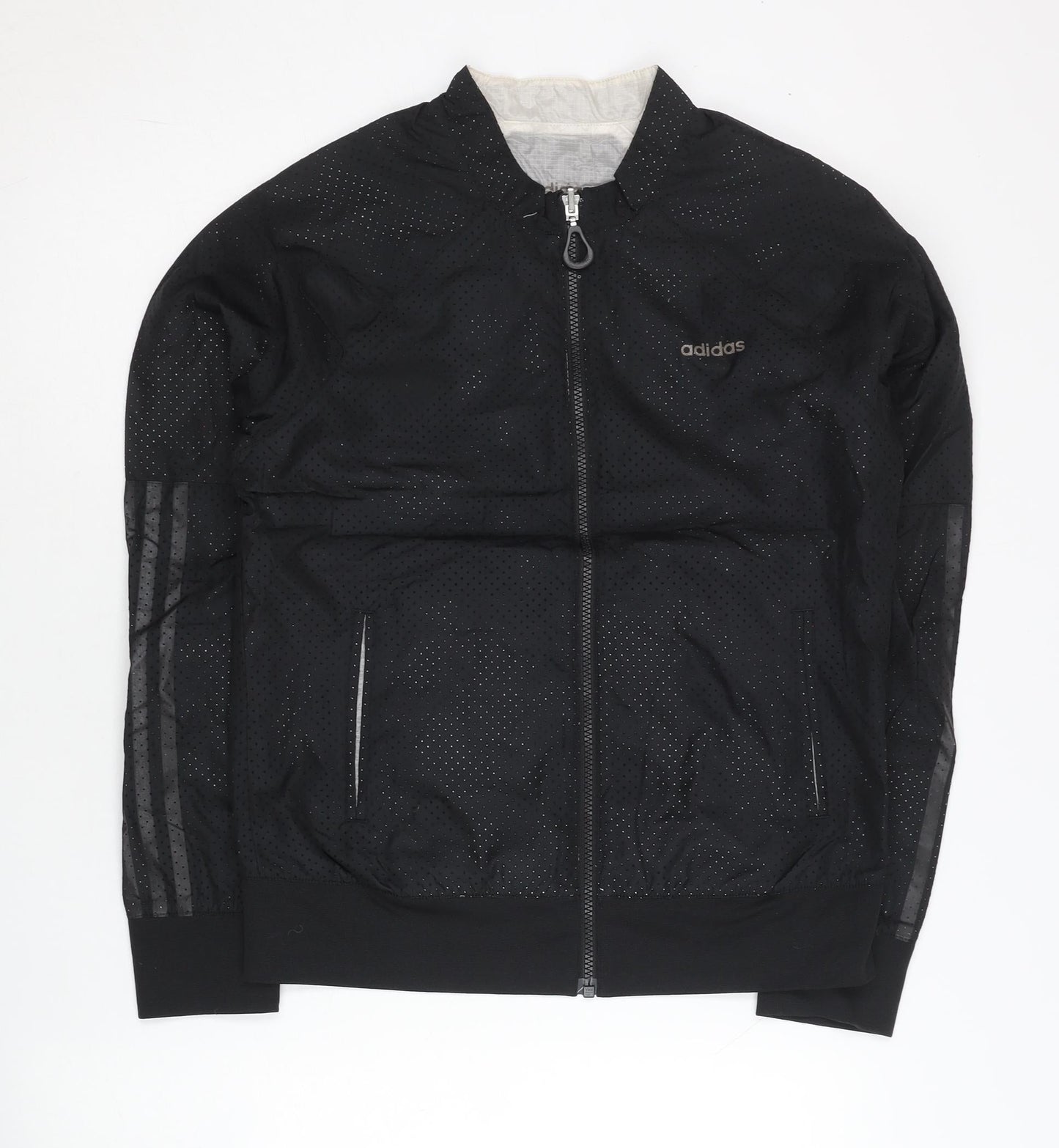 Adidas Womens Black Size 12 Track Jacket Lightweight Full Zip