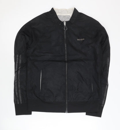 Adidas Womens Black Size 12 Track Jacket Lightweight Full Zip