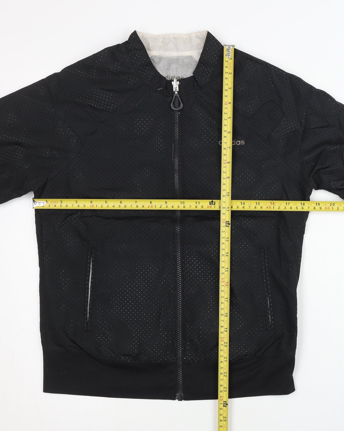 Adidas Womens Black Size 12 Track Jacket Lightweight Full Zip